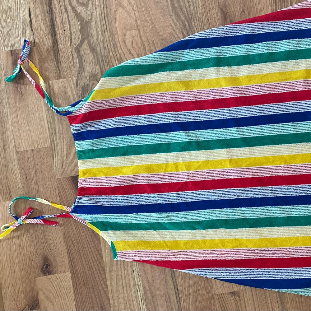 Rainbow striped terry cloth mini dress